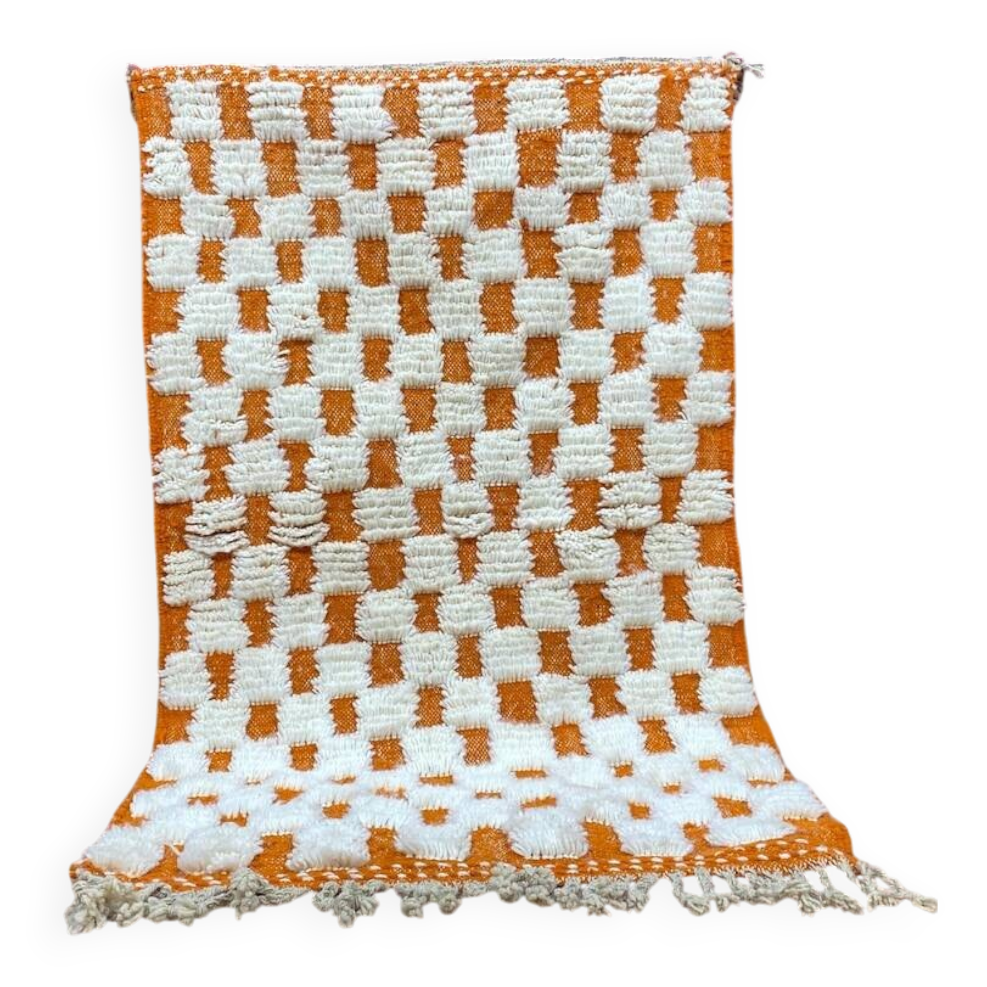 Ecru Moroccan rug with geometric patterns 250cm x 150cm