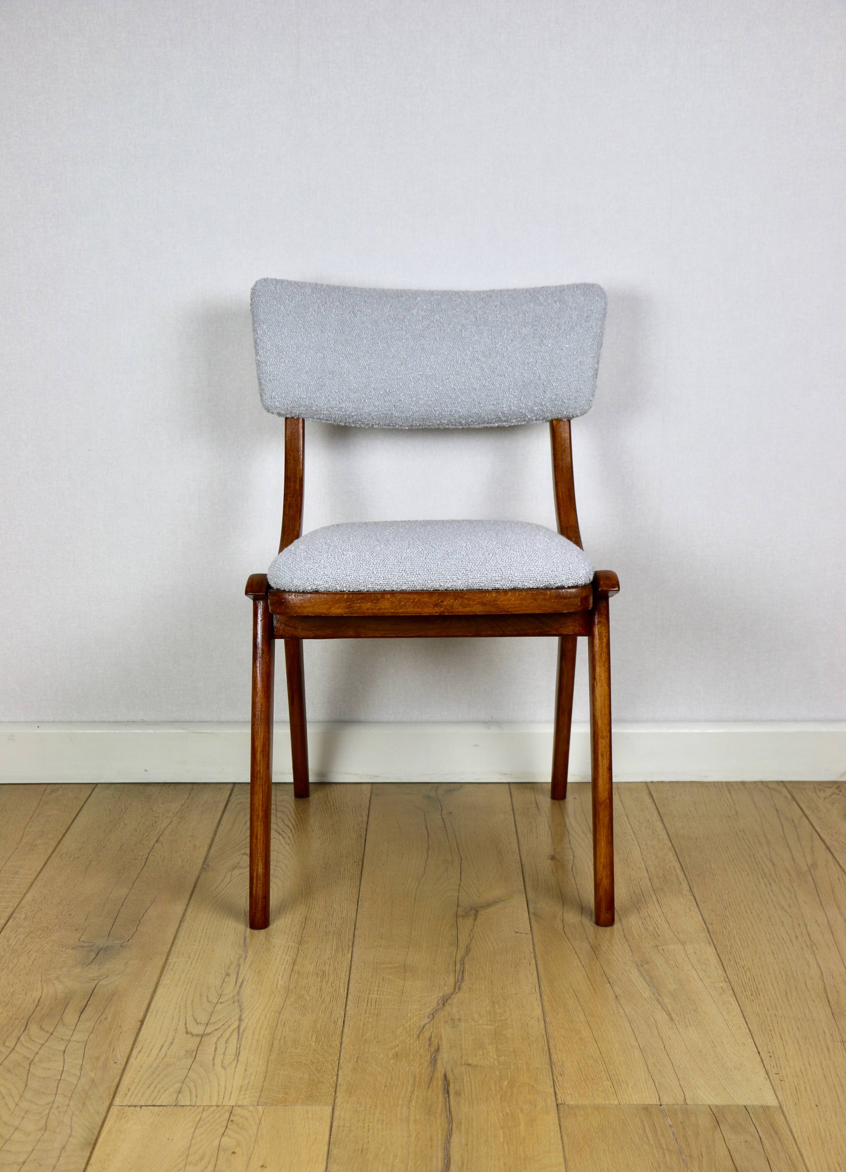 Skoczek chair light blue light grey boucle from the 70s