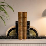 Art Deco pair of bookends in marble and green onyx – 1930s-1950s