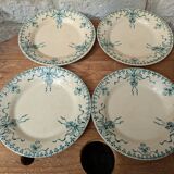 Set of 4 old opaque porcelain plates from Gien, Venice Terre de fer model