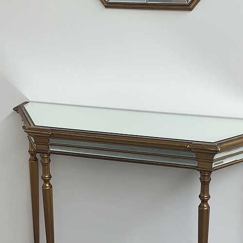 Deknudt mirrored console table and matching octagonal mirror, Belgium, 1980s