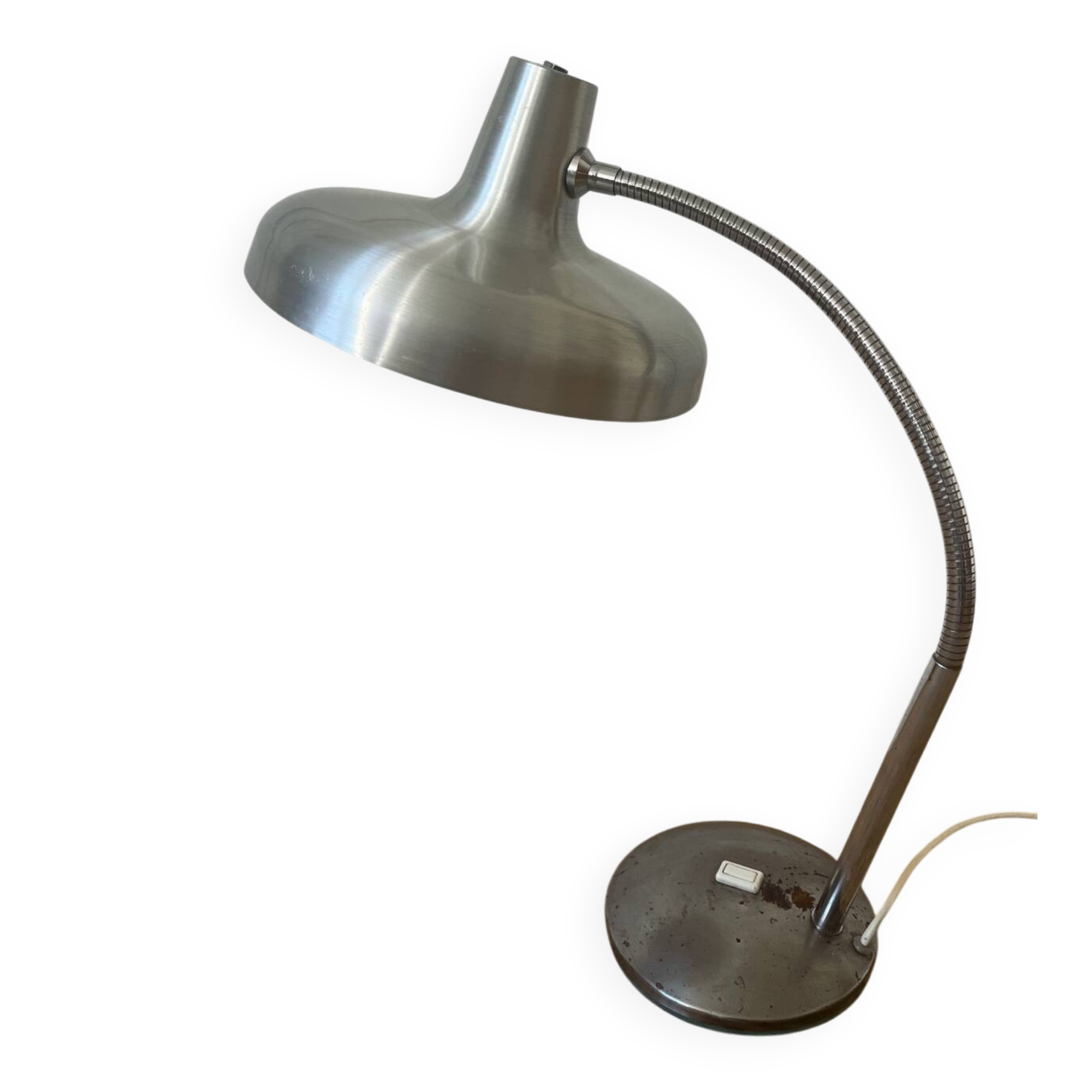 Flexible chrome metal desk lamp, 1970s