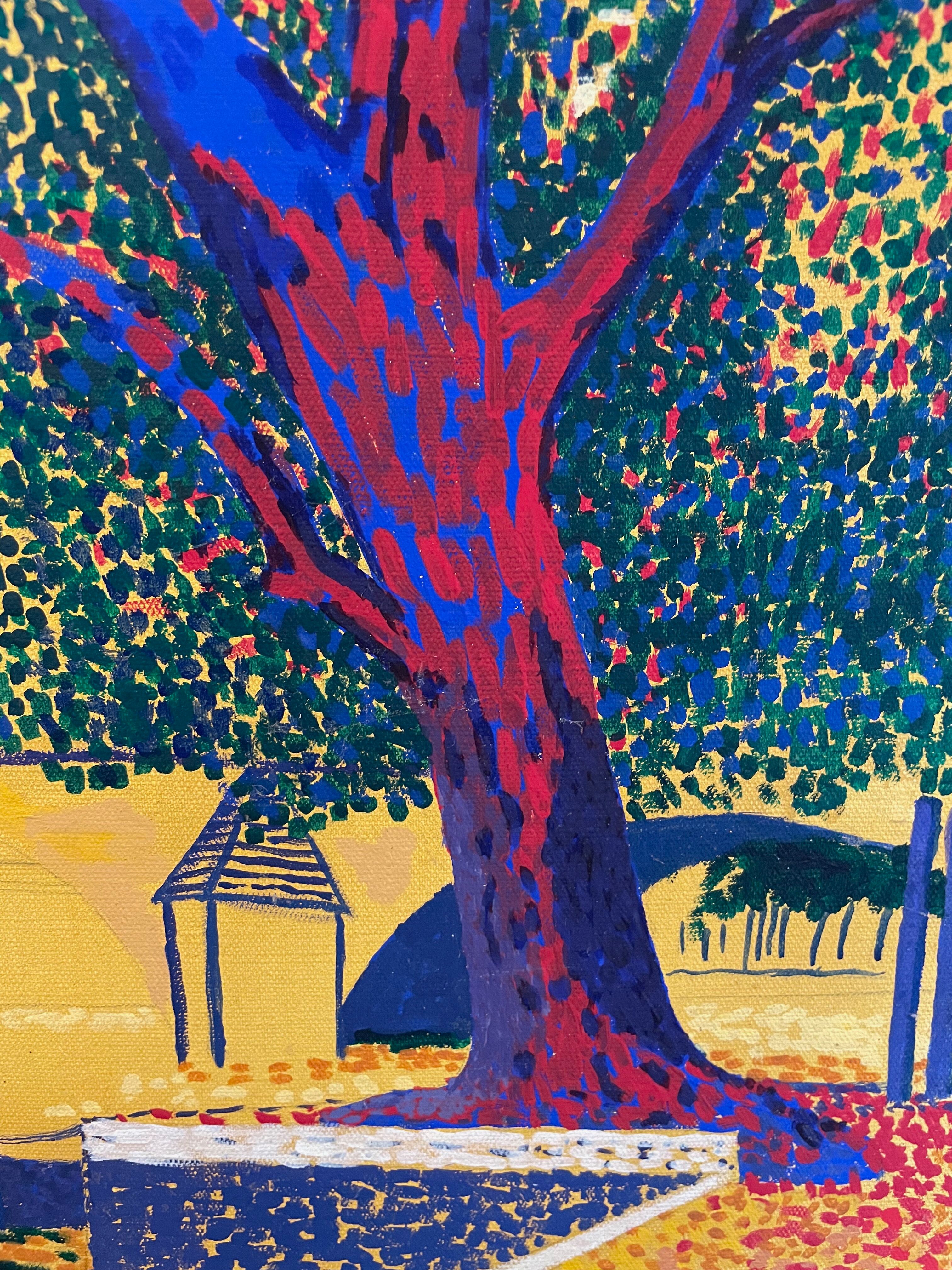 Table painting pointillism Quai de Seine Paris pont XXe