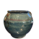 Raku Large Enamelled Ceramic Basin with Anthropomorphic Sockets
