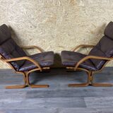 2x 60s 70s Easy Chair Leather Armchairs Westnofa Norway Mid Century