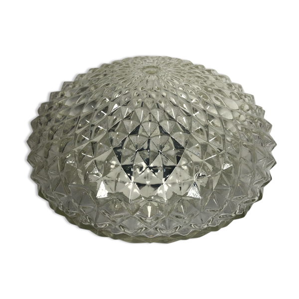 Plafonnier en verre ciselé vintage