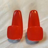 2 orange plastic hooks 70s.