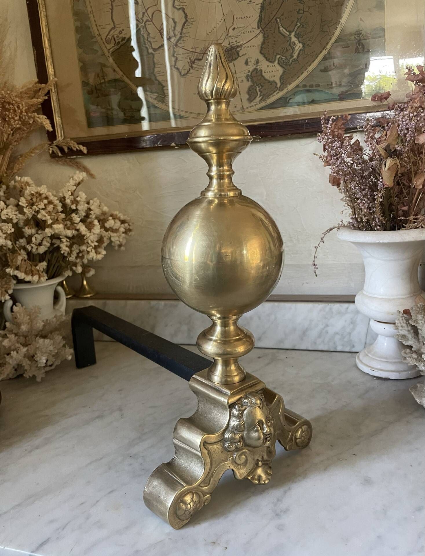 Pair of brass andirons