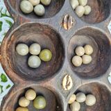 Large vintage Awale Oware game hand carved wood Nigeria 1980s