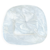 Grand plat carré en verre effet marbré blanc / design fumé 32.5x32.5 c