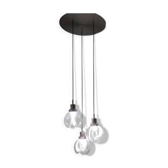 Murano Glass and Varnished Metal 3-Light Pendant by Toni Zuccheri for Venini