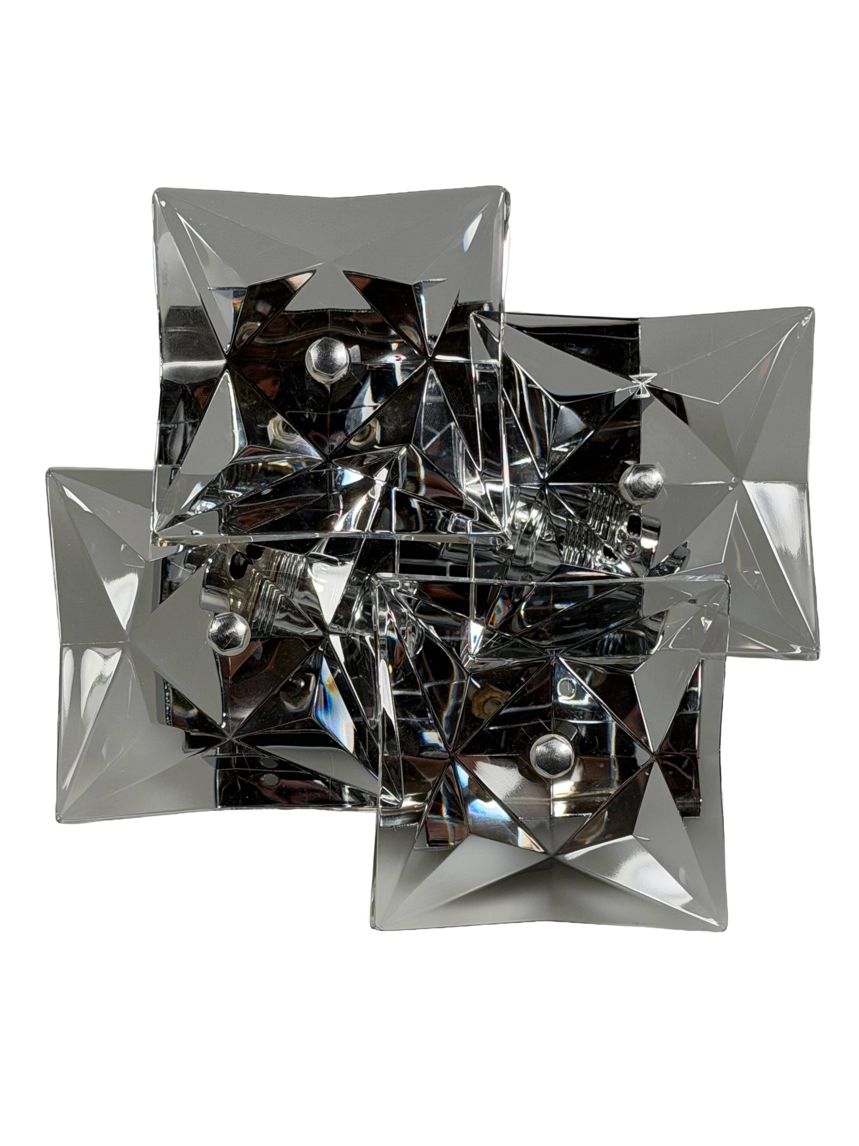 1960s 1970s Wall Sconce by Kinkeldey Lighting Germany in Glass & Chrome