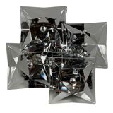 1960s 1970s Wall Sconce by Kinkeldey Lighting Germany in Glass & Chrome