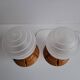 Pair of Mid-Century Czech Wood and Frosted Glass Table Lamps, 1990