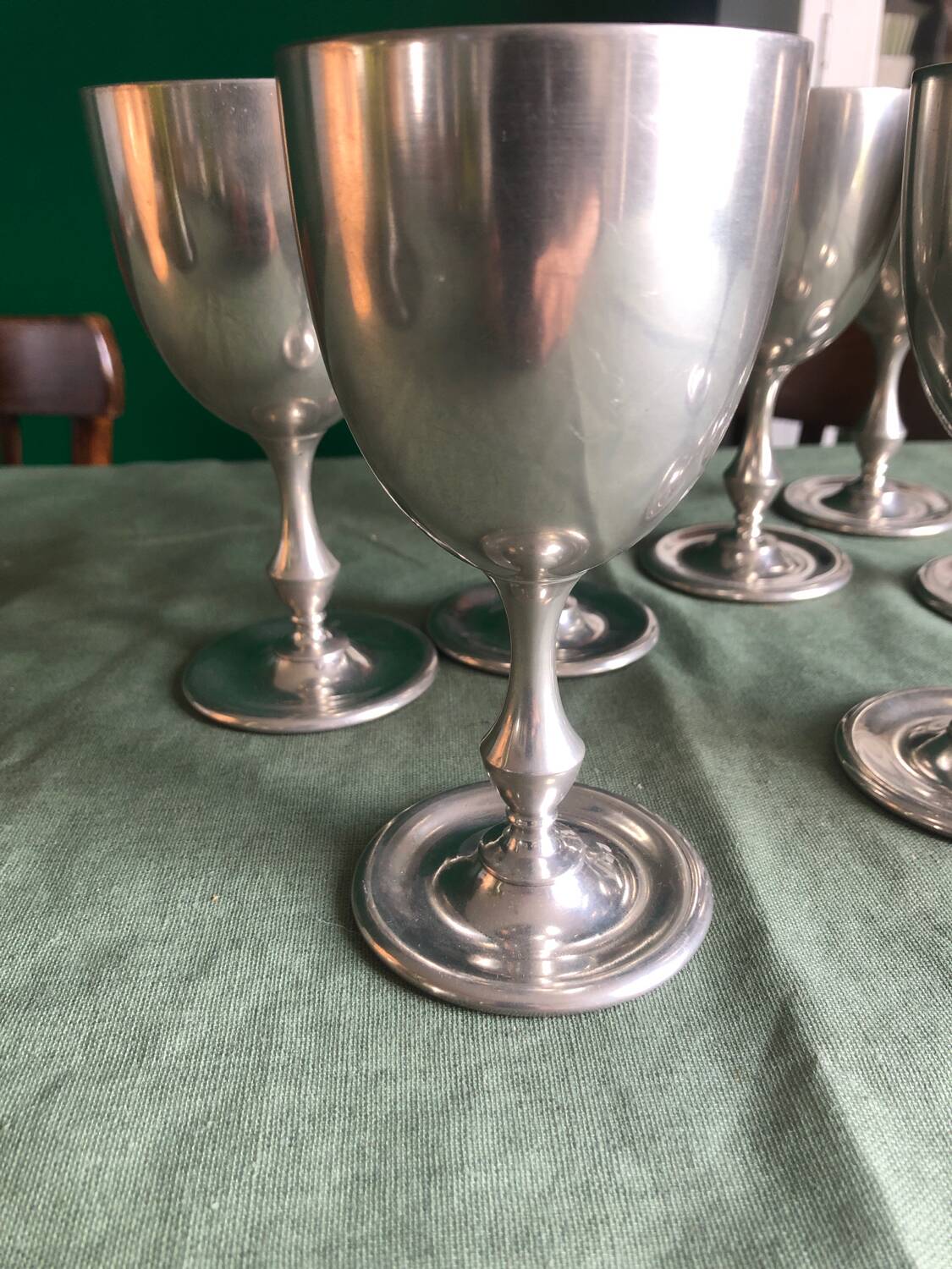 Silver-plated metal stemmed glasses