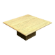 Large Vintage Brute Travertine Square Coffee Table, France 1970s.