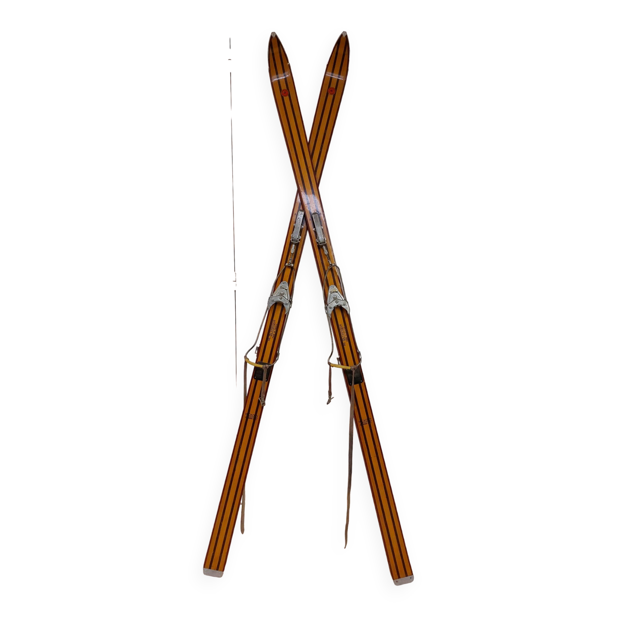 Vintage wooden skis Rossignol Hickory Olympic model 204 cm