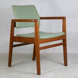 Scandinavian armchair, wood and imitation leather, circa 1975