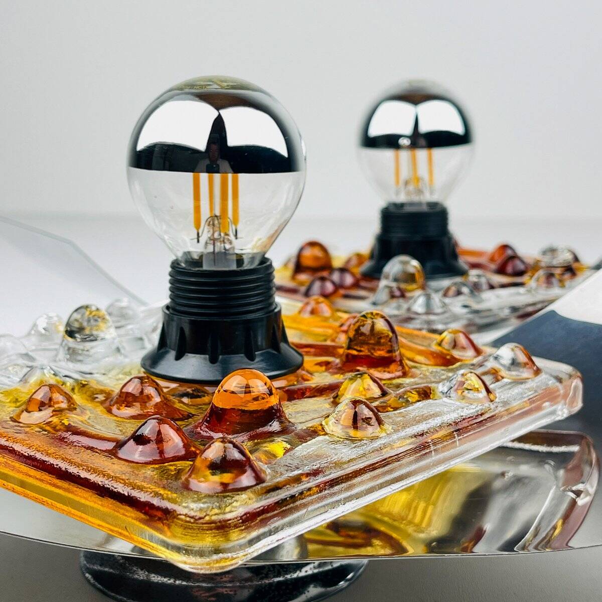 Mid-century Murano wall lamps by Mazzega, Italy 1970, set of 2