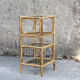 Pair of bamboo and smoked glass vintage bedside tables