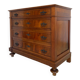 Antique walnut commode with bronze handles in the shape of a lion's mask,