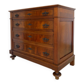 Italian Antique Walnut Chest of Drawers with Lion-Mask Bronze Handles,