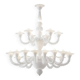 Monumental Contemporary White Rezzonico Murano Glass Chandelier