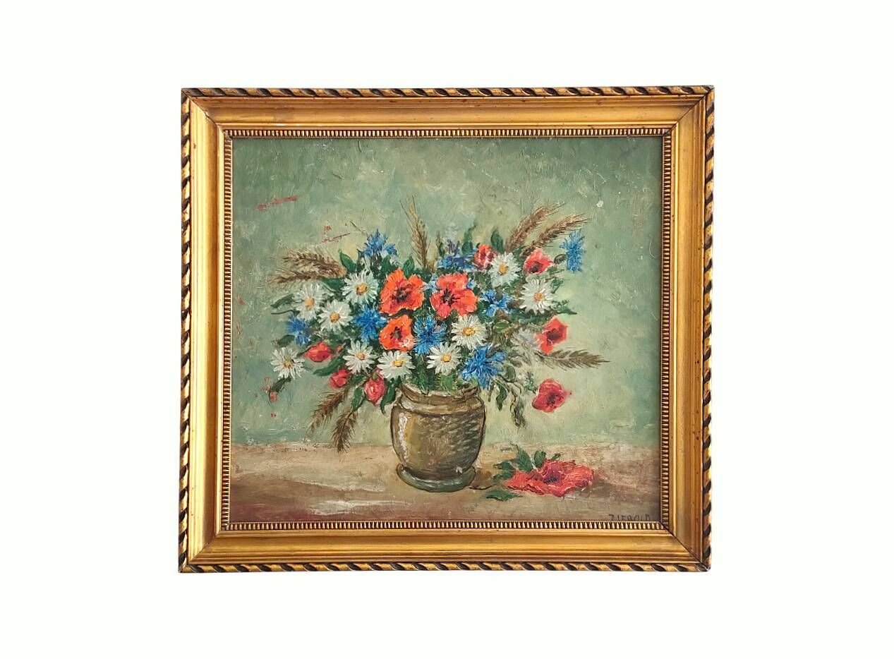 Painting ZIEBOLD Christian, 1910-1990, ref LOTZ HST Tricolor flower bouquet