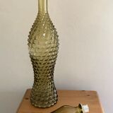 Lot of 2 Italian carafes in textured glass in yellow and blue, 1960