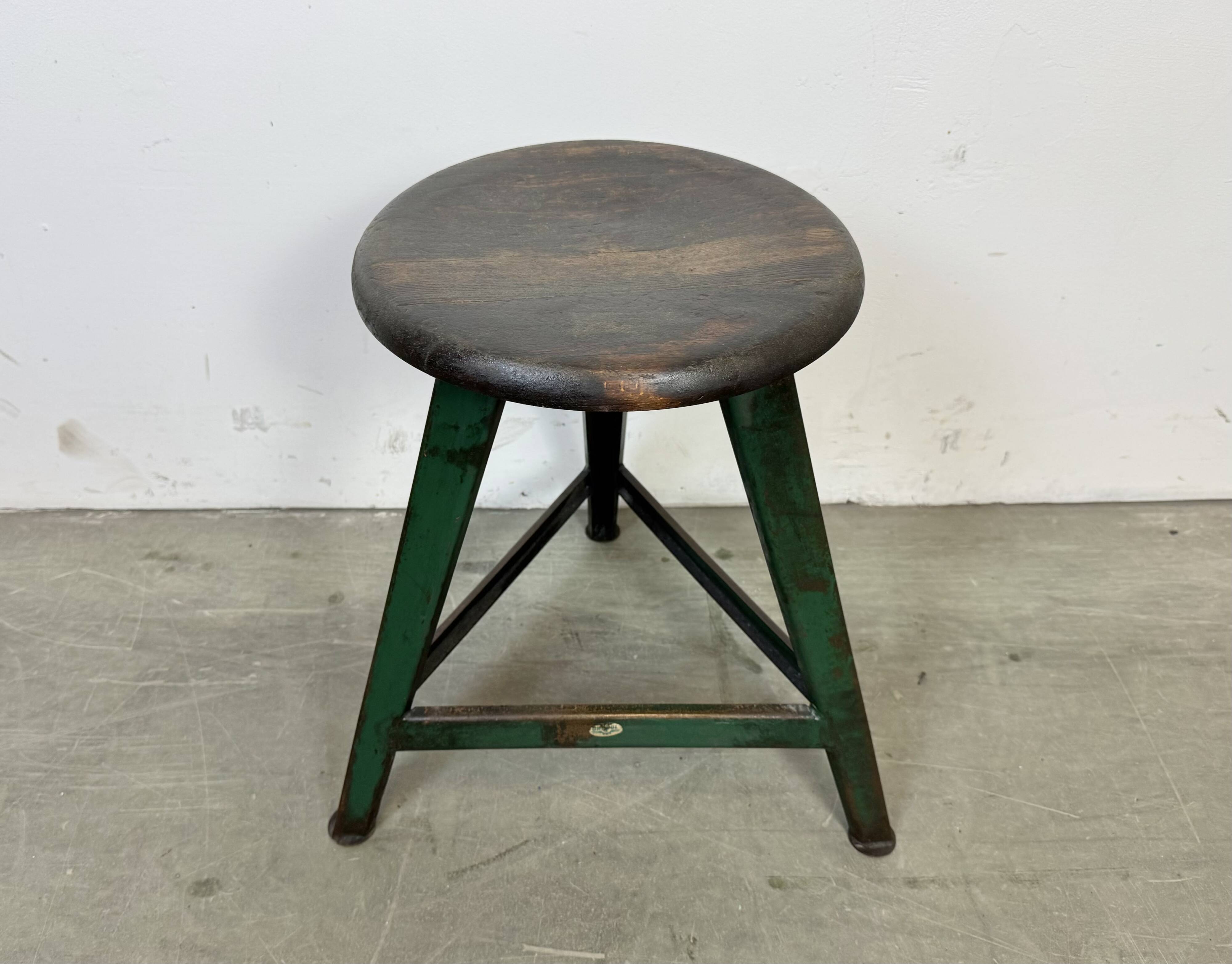 Dark Green Industrial Workshop Stool from Drupol, 1960s