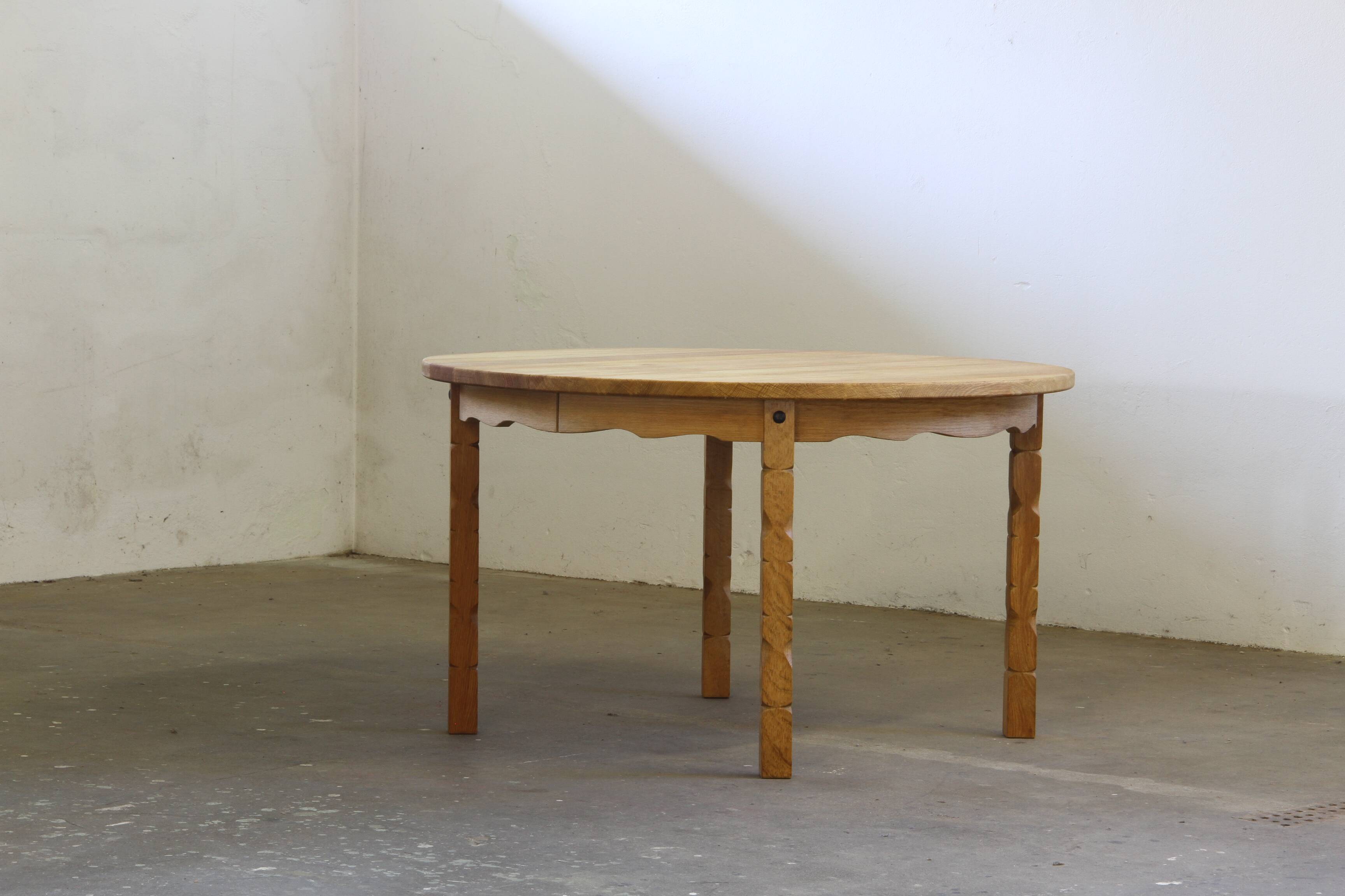 1960s vintage brutalist Danish extending oak dining table style Henning Kjærnulf