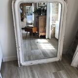 Large Louis Philippe mirror with white patina