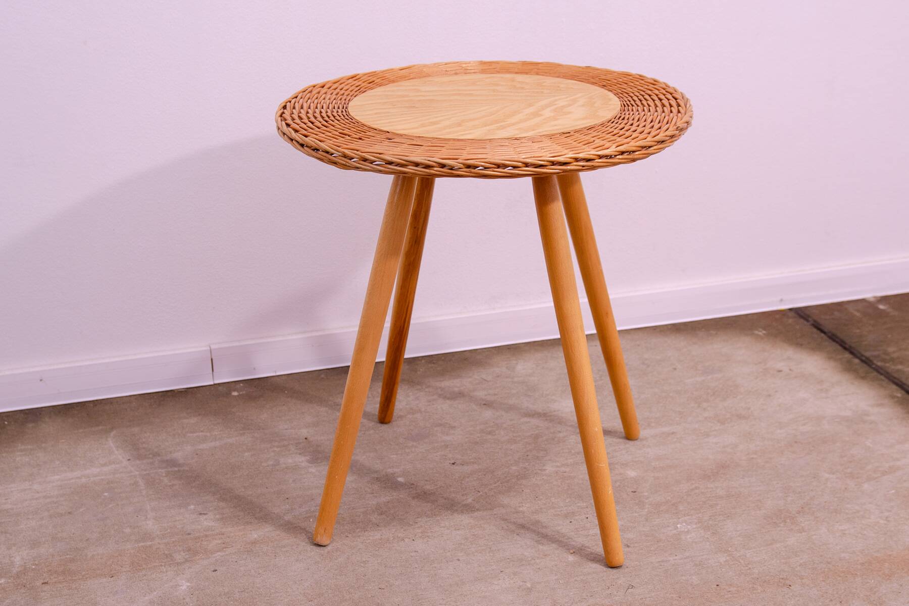 Mid century rattan coffe table by Jan Kalous for ÚLUV, 1960´s, Czechoslovakia