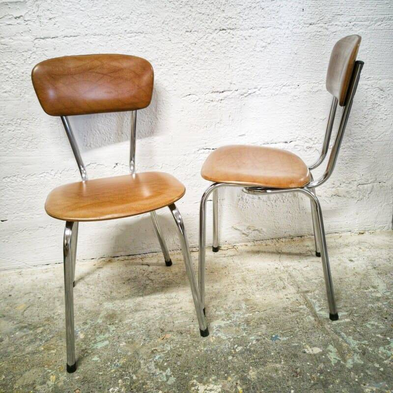 Pair of vintage chrome and leatherette chairs