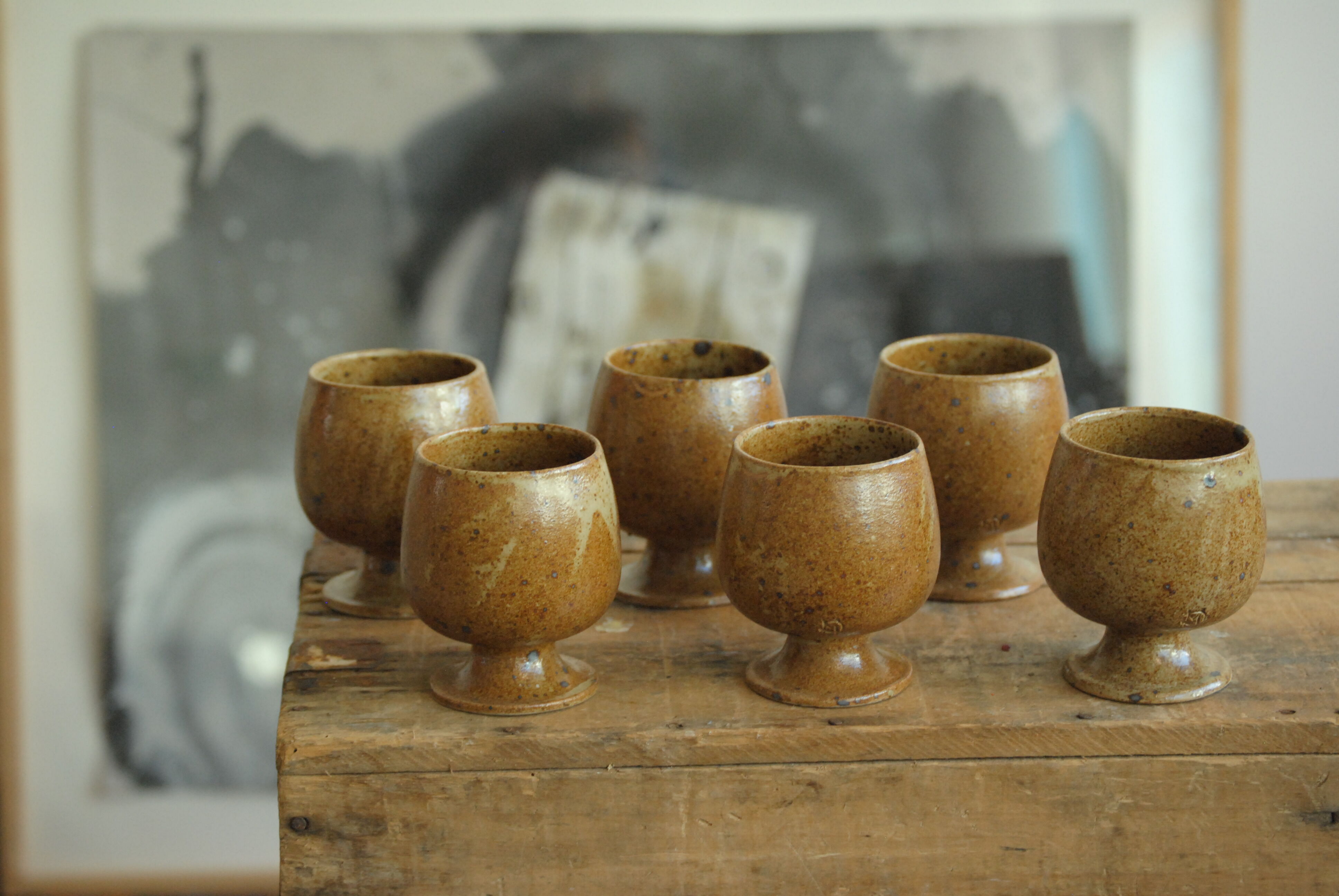Lot of 6 cups or glasses vintage stoneware mazagrans