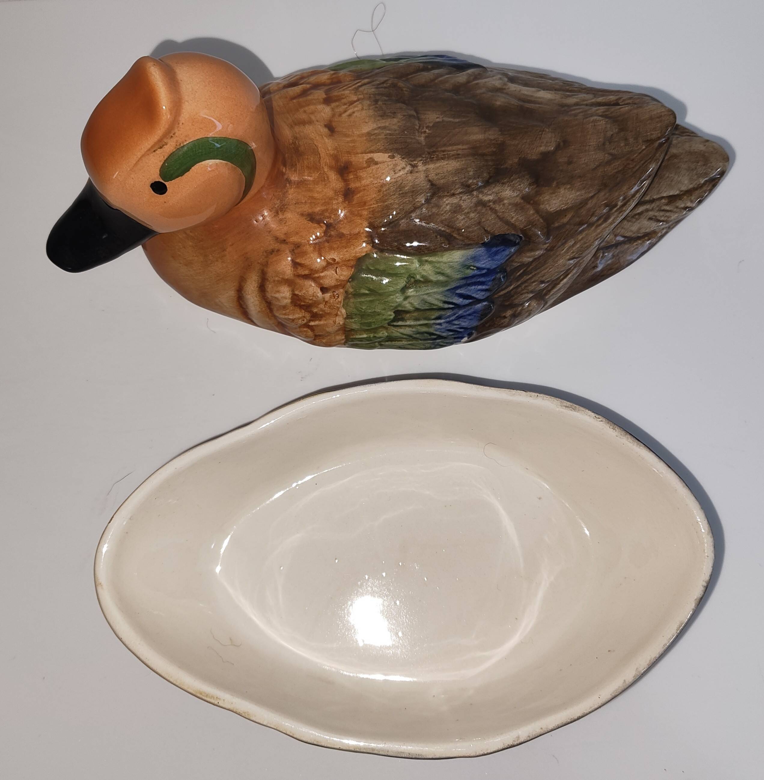 Duck Teal Terrine in Faience – Michel Caugant – Vintage