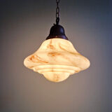 Art Deco suspension in marbled opaline, Scailmont (Belgium), 1920-30