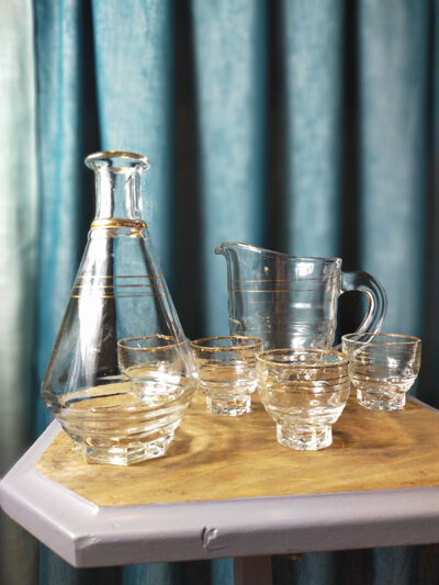 Water service or orangeade carafes and glasses
