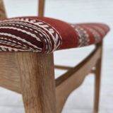 1960s, pair of Danish dining chairs, solid oak wood, furniture wool.