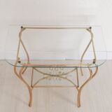 Console - table basse - laiton et verre - vintage.