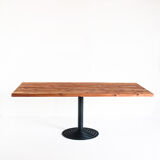 Solid cypress wood table with vintage central leg