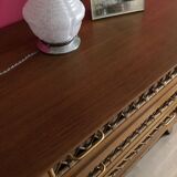 60s rattan and compass feet dresser