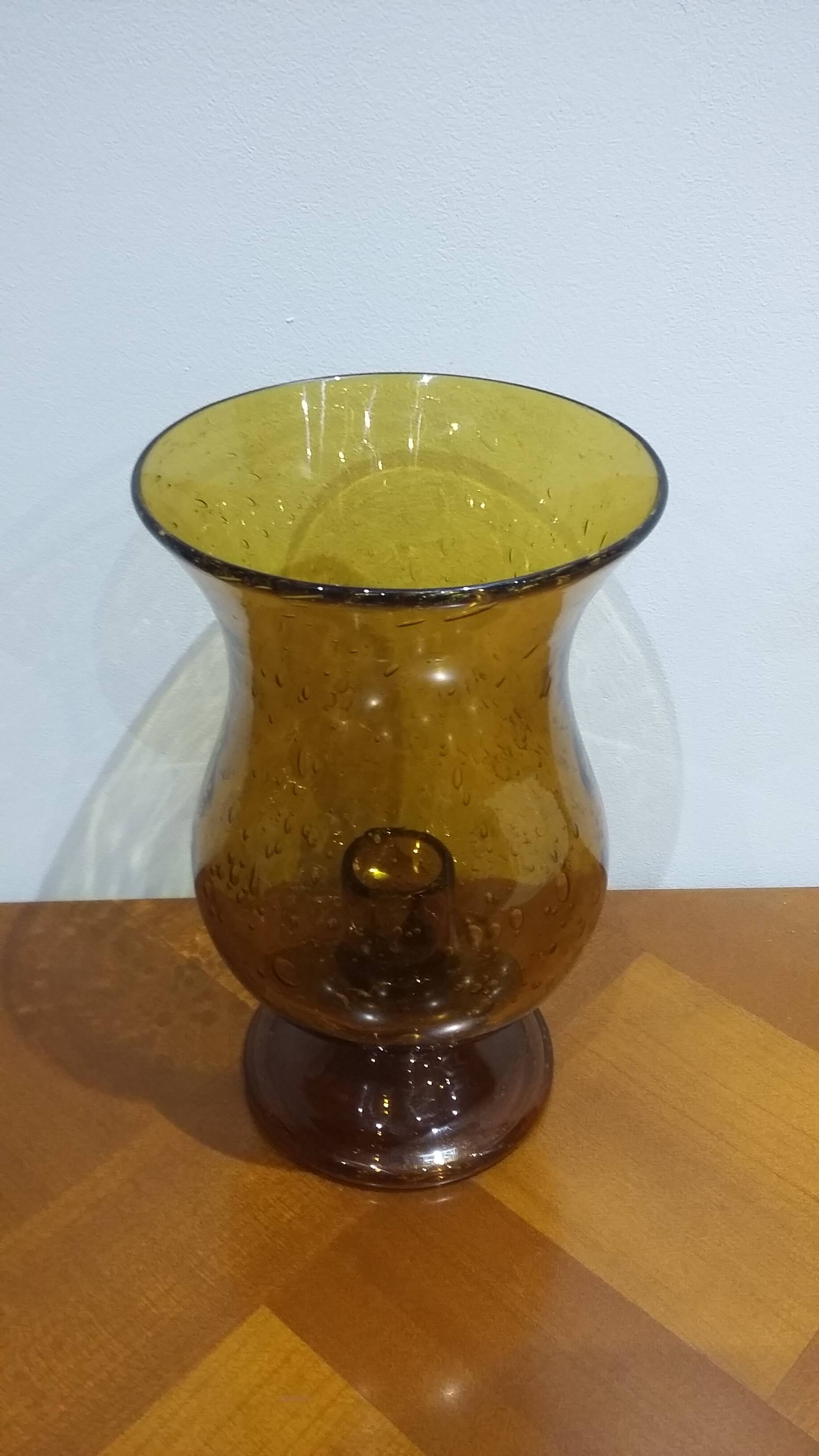 Very pretty candle holder in Biot bubble blown glass
