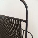 Design magazine rack in black lacquered metal and perforated metal by Mathieu Matégot, 50s
