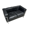 2-seater sofa LC2 Le Corbusier in black leather