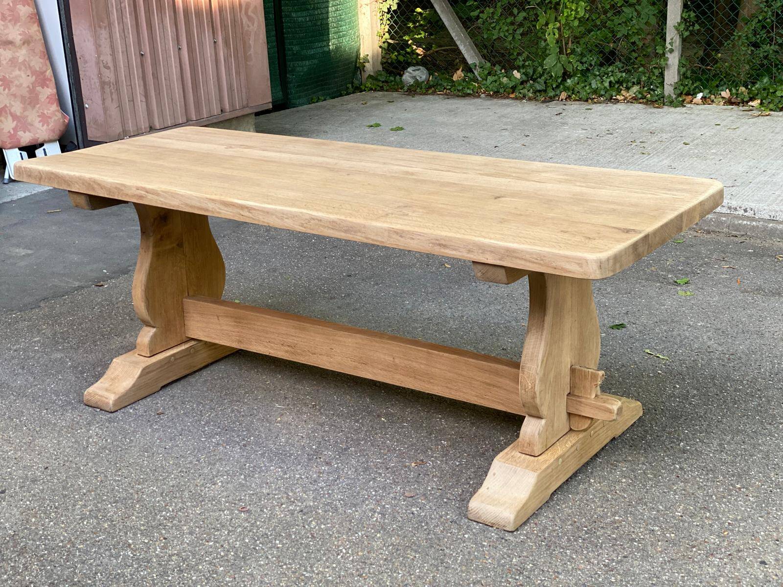 Renovated 19th century solid oak monastery dining table 200cm