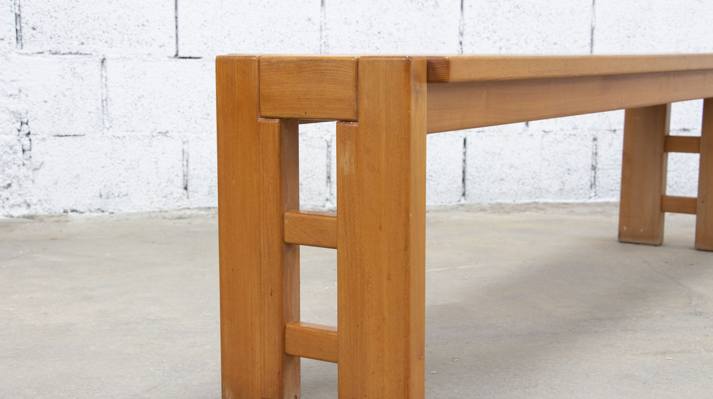 Vintage solid elm bench for Maison Regain