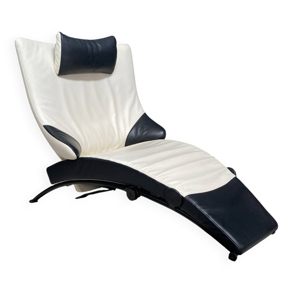 Fauteuil en cuir noir et blanc Solo 699 par Stefan Heiliger, WK