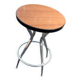 Brown and chrome stool, Italy, 1950