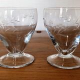 Duo of engraved glass water glasses